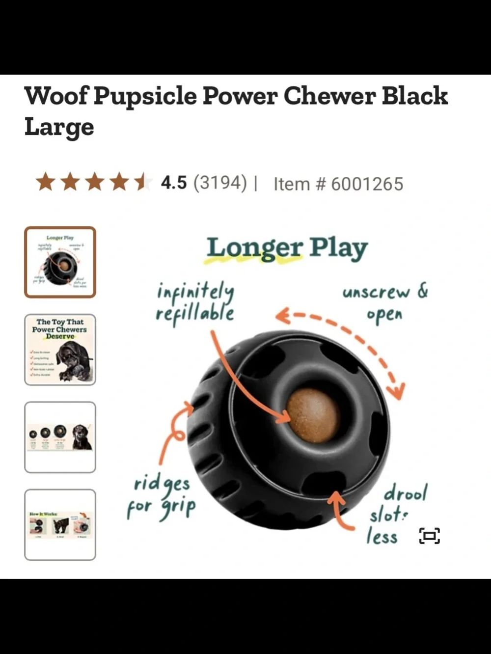 🐶Woof Pupsicle Power Chewer, Large & 5 treats🐶